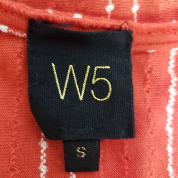 W5 Women’s Top Small Dot Striped Flutter Twist Front Short Sleeve Red V Neck - Picture 8 of 9